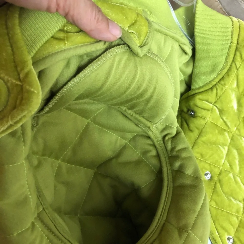 7 For All Mankind Chartreuse Bomber Jacket - Picture 9 of 9